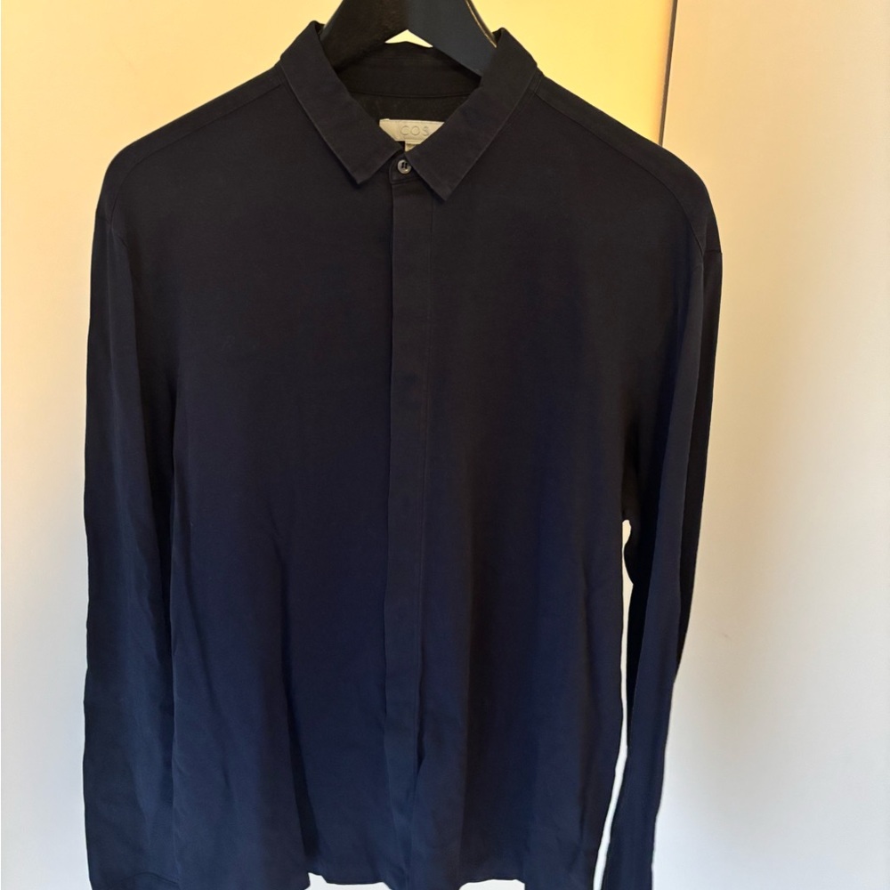 COS Blue Cotton Button Down Shirt